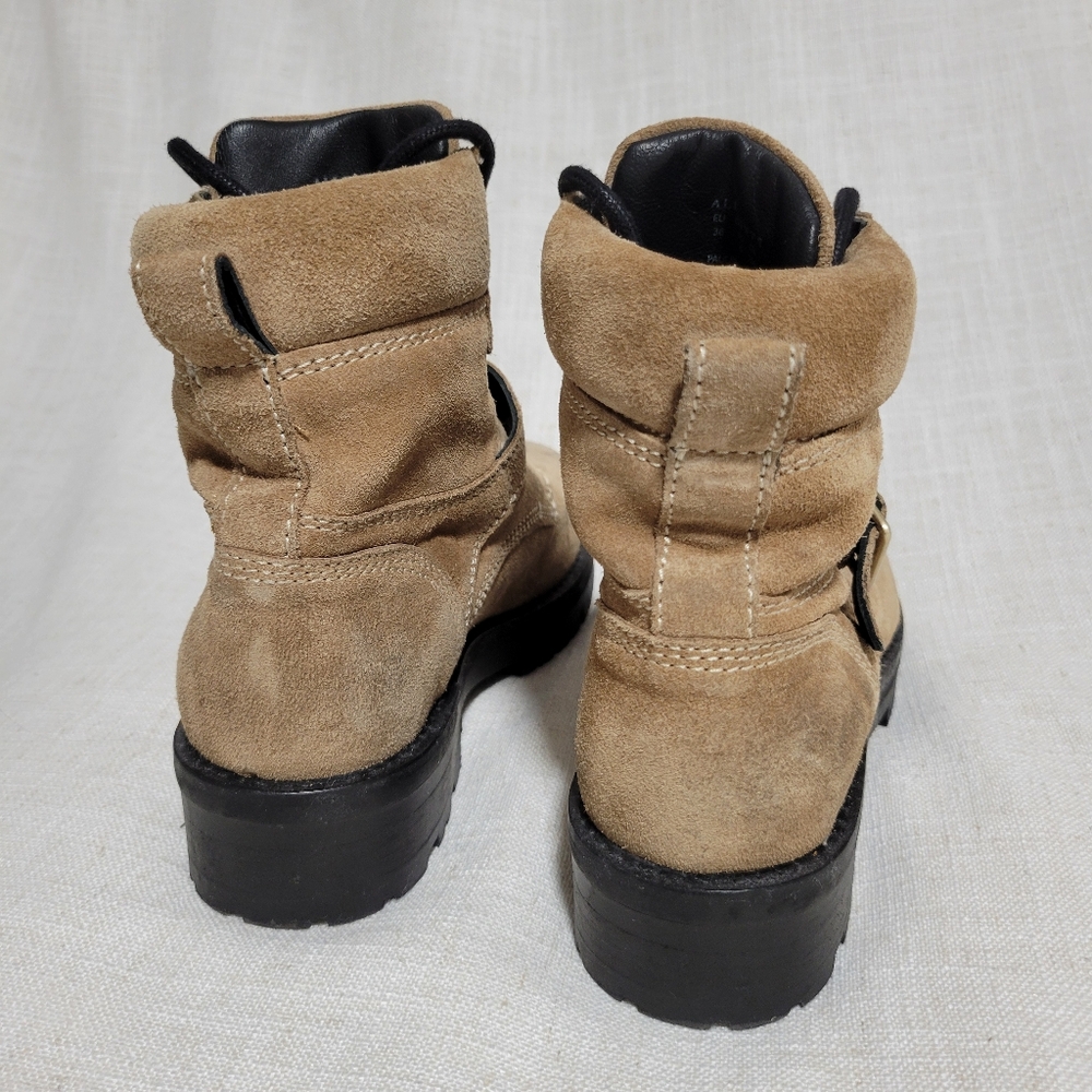 All Saints Paulina Suede Buckle Moto Combat Boots - Picture 5 of 7